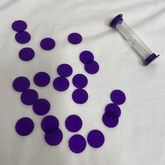 Shopkins Hedbanz Game Replacement Pieces Sand Timer Hourglass Bingo 24 Chips - Picture 4 of 4